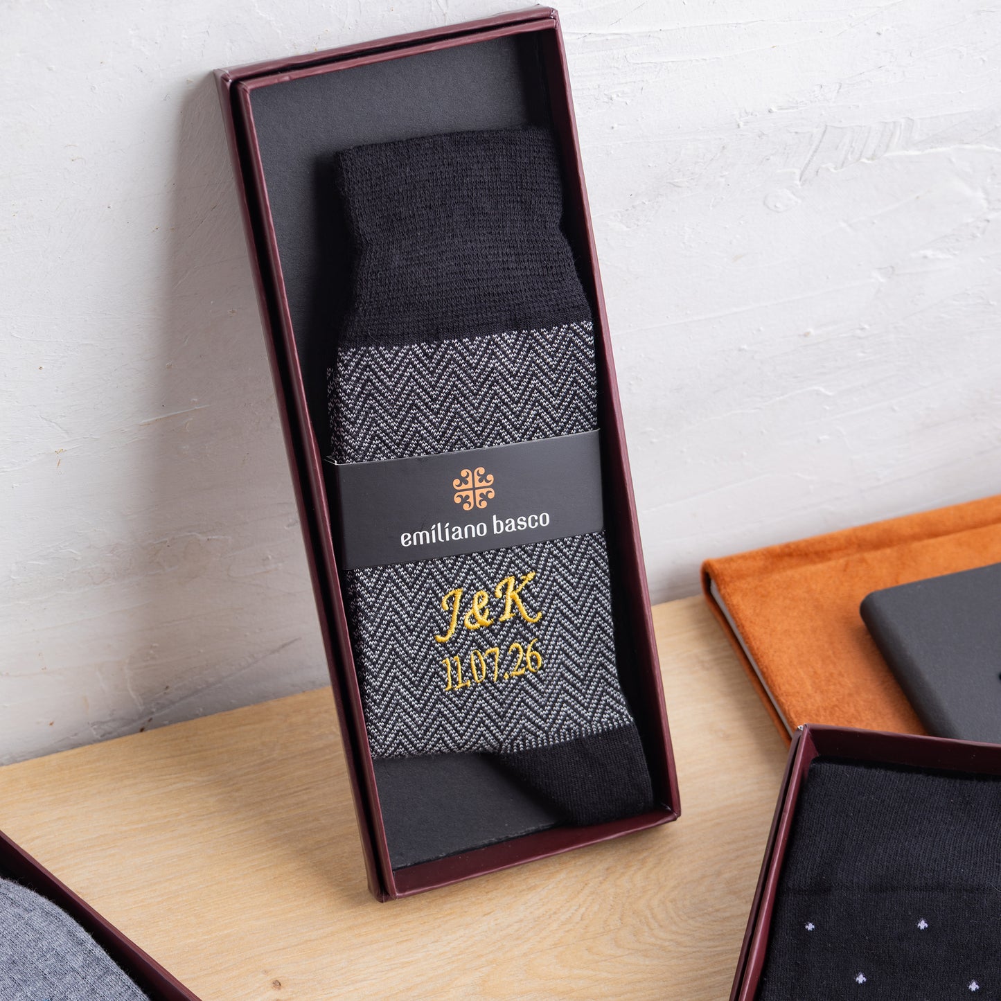 Black Herringbone Dress Socks