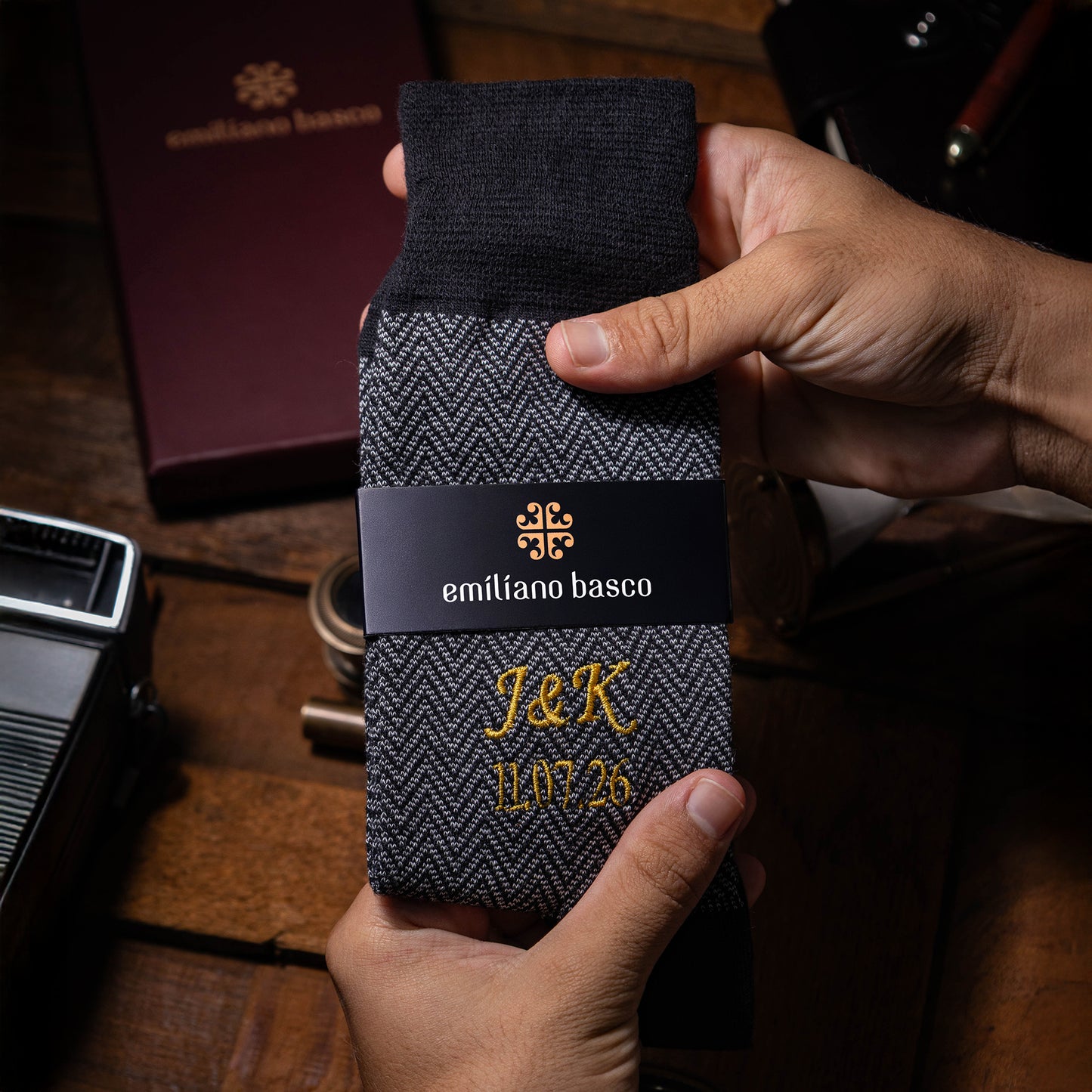 Black Herringbone Dress Socks