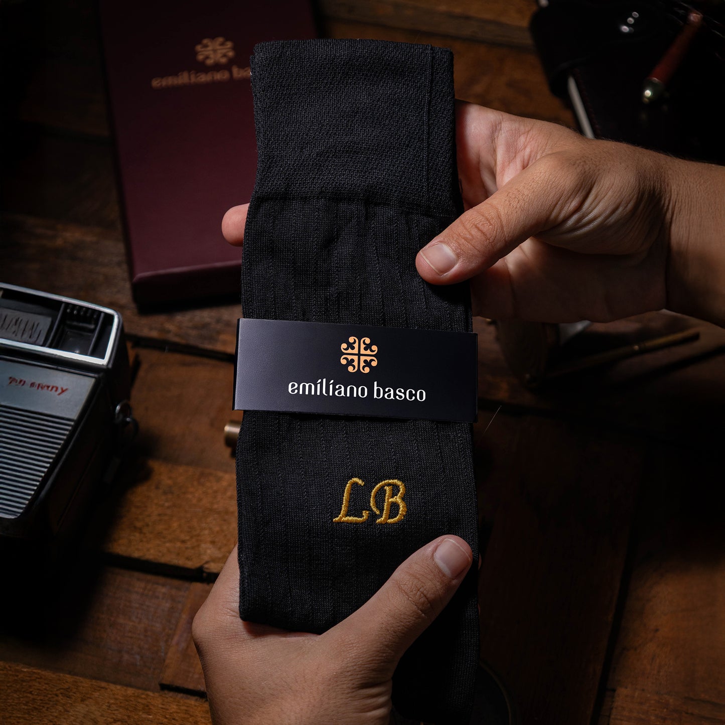 Mercerized Egyptian Cotton Black Dress Socks