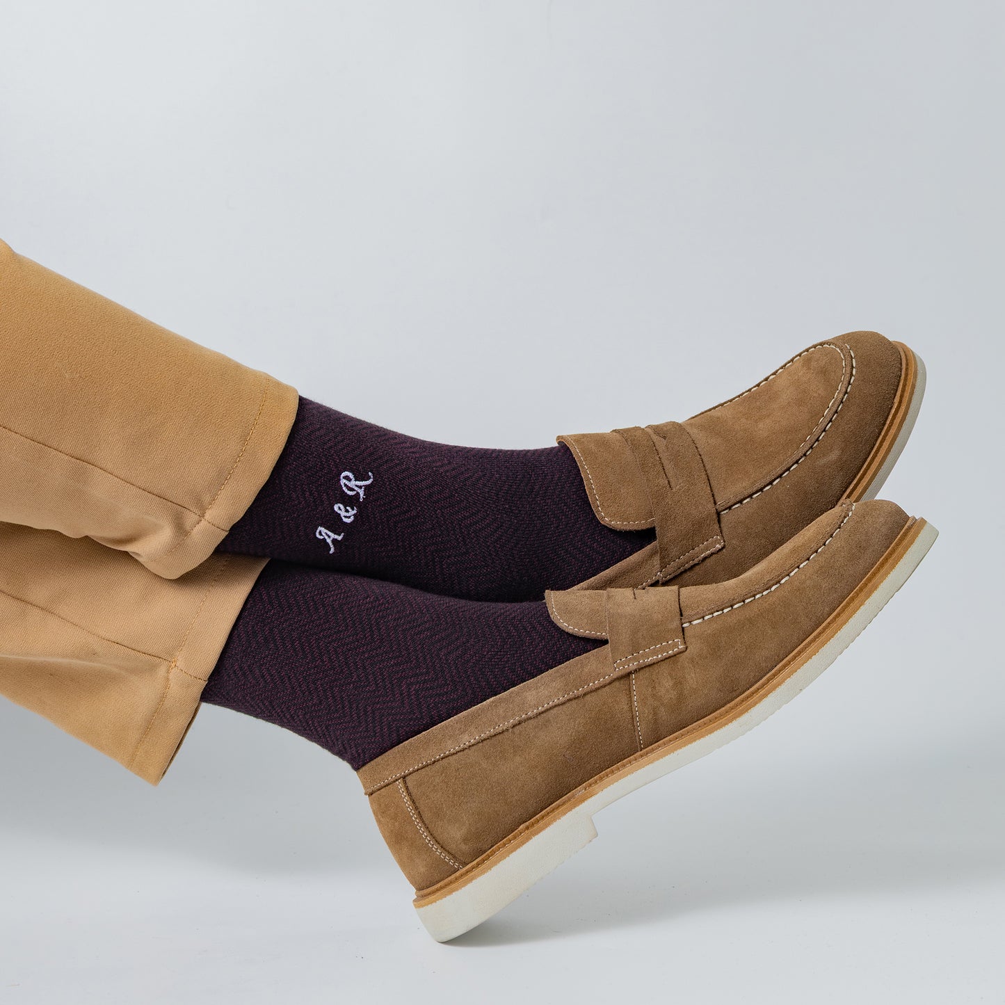 Burgundy Herringbone Dress Socks