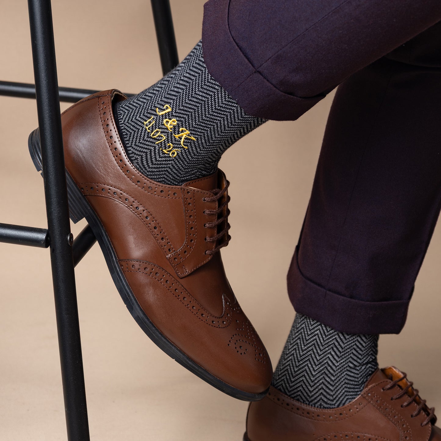 Black Herringbone Dress Socks