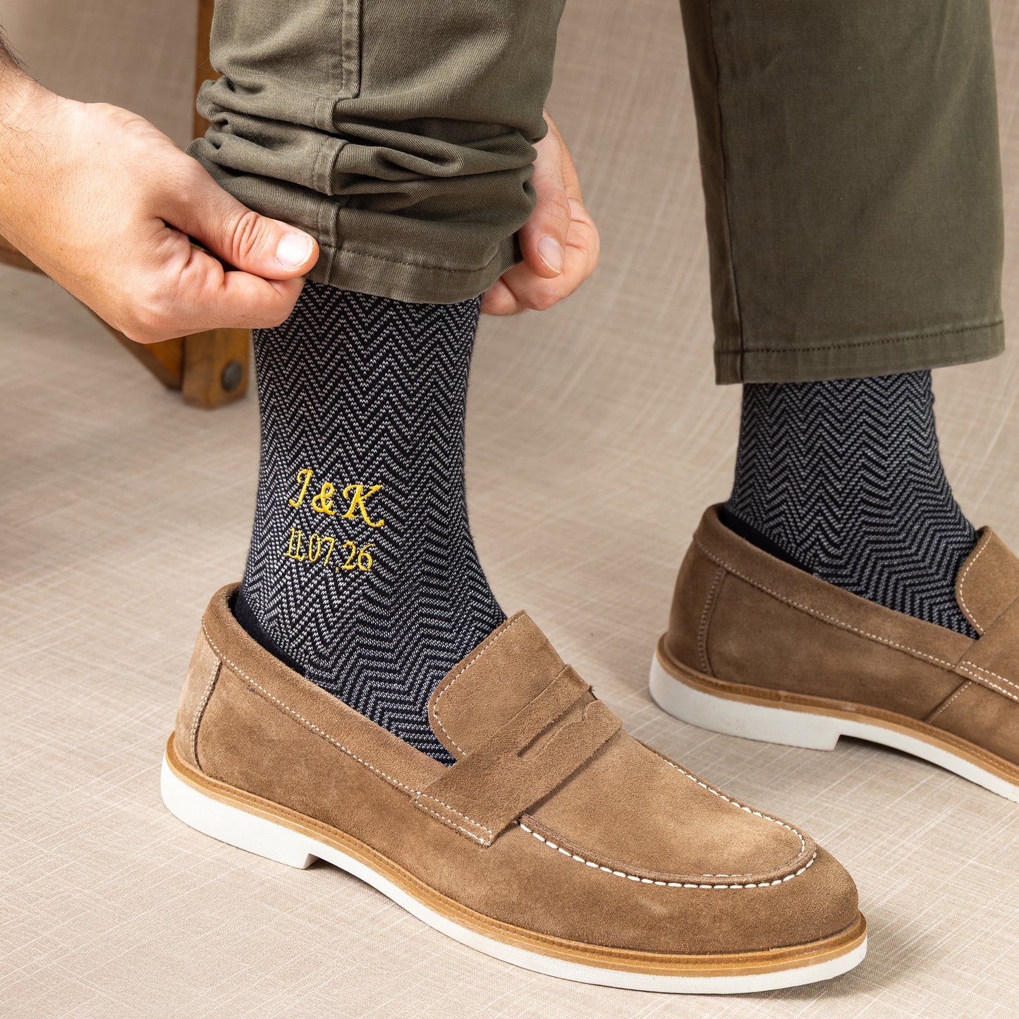 Black Herringbone Dress Socks