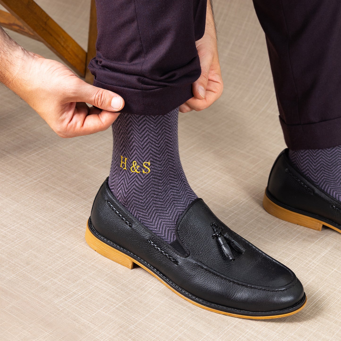 Lilac Herringbone Dress Socks