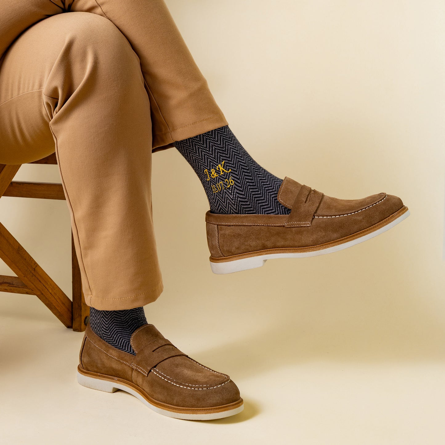 Black Herringbone Dress Socks