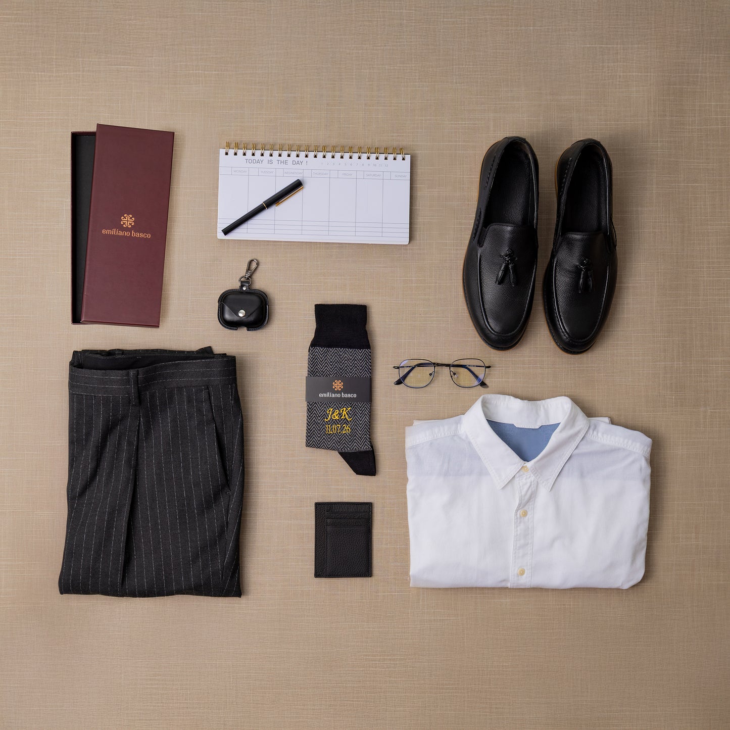 Black Herringbone Dress Socks