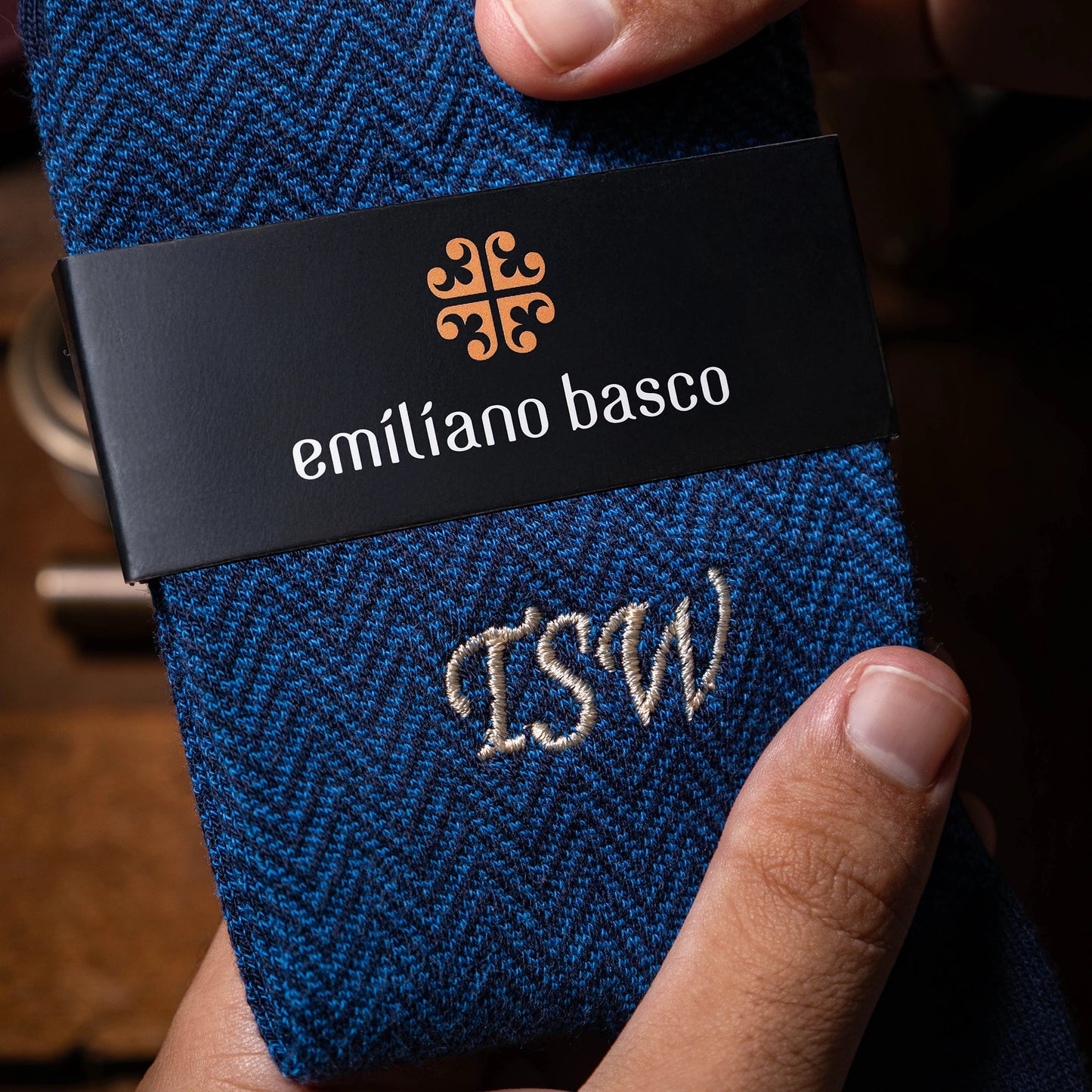 Navy Herringbone Dress Socks