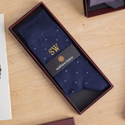 Navy Polka Dot Egyptian Cotton Dress Socks