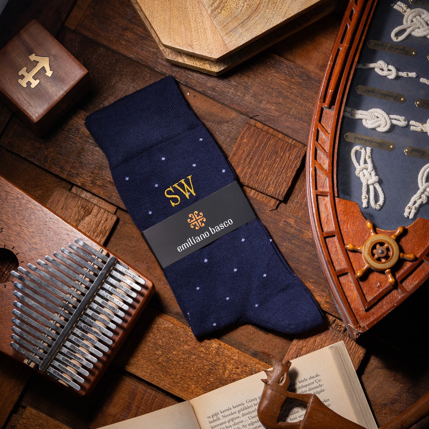 Navy Polka Dot Egyptian Cotton Dress Socks