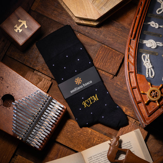 Black Polka Dot Egyptian Cotton Dress Socks