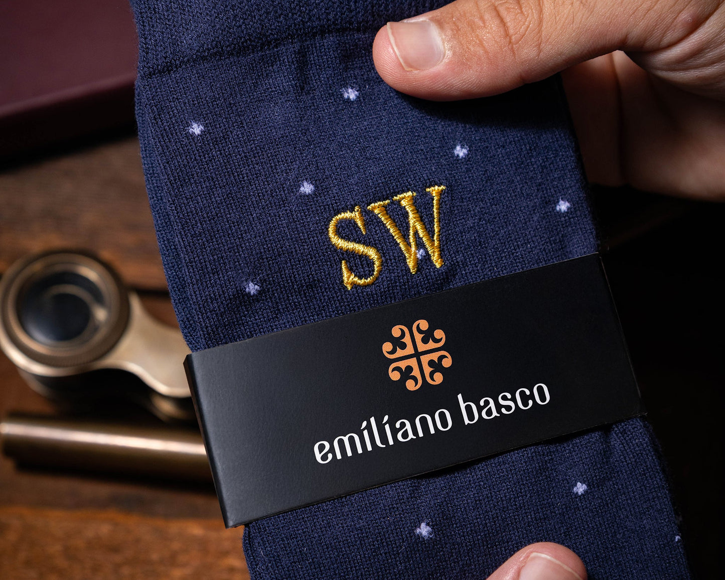 Navy Polka Dot Egyptian Cotton Dress Socks