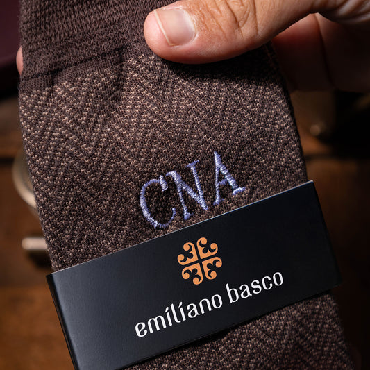 Brown Herringbone Dress Socks