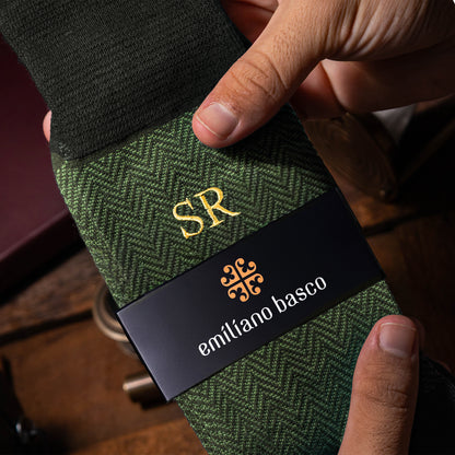 Green Herringbone Dress Socks