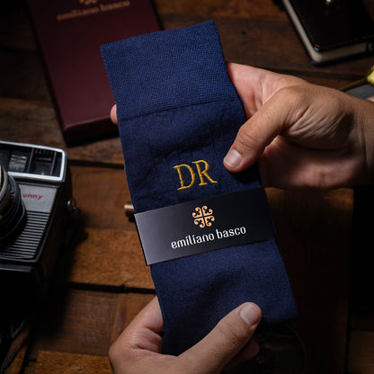 Mercerized Egyptian Cotton Navy Dress Socks