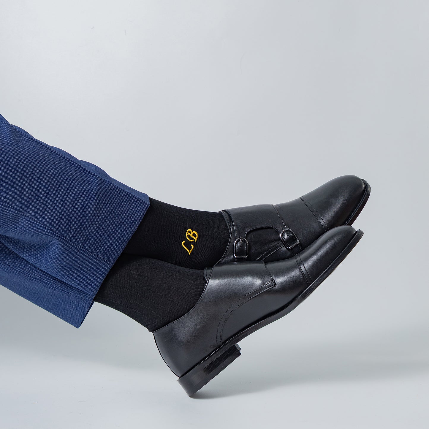 Mercerized Egyptian Cotton Black Dress Socks