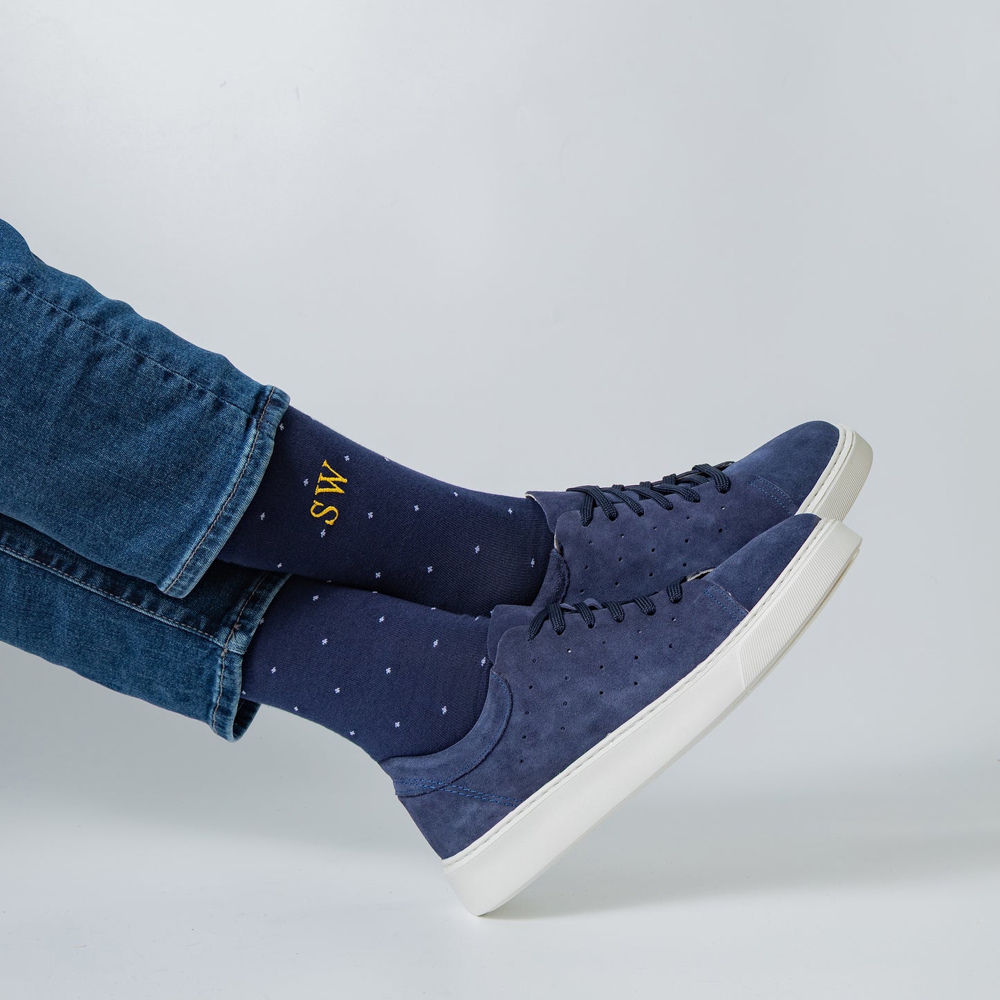 Navy Polka Dot Egyptian Cotton Dress Socks