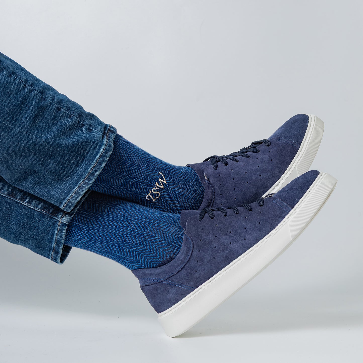 Navy Herringbone Dress Socks