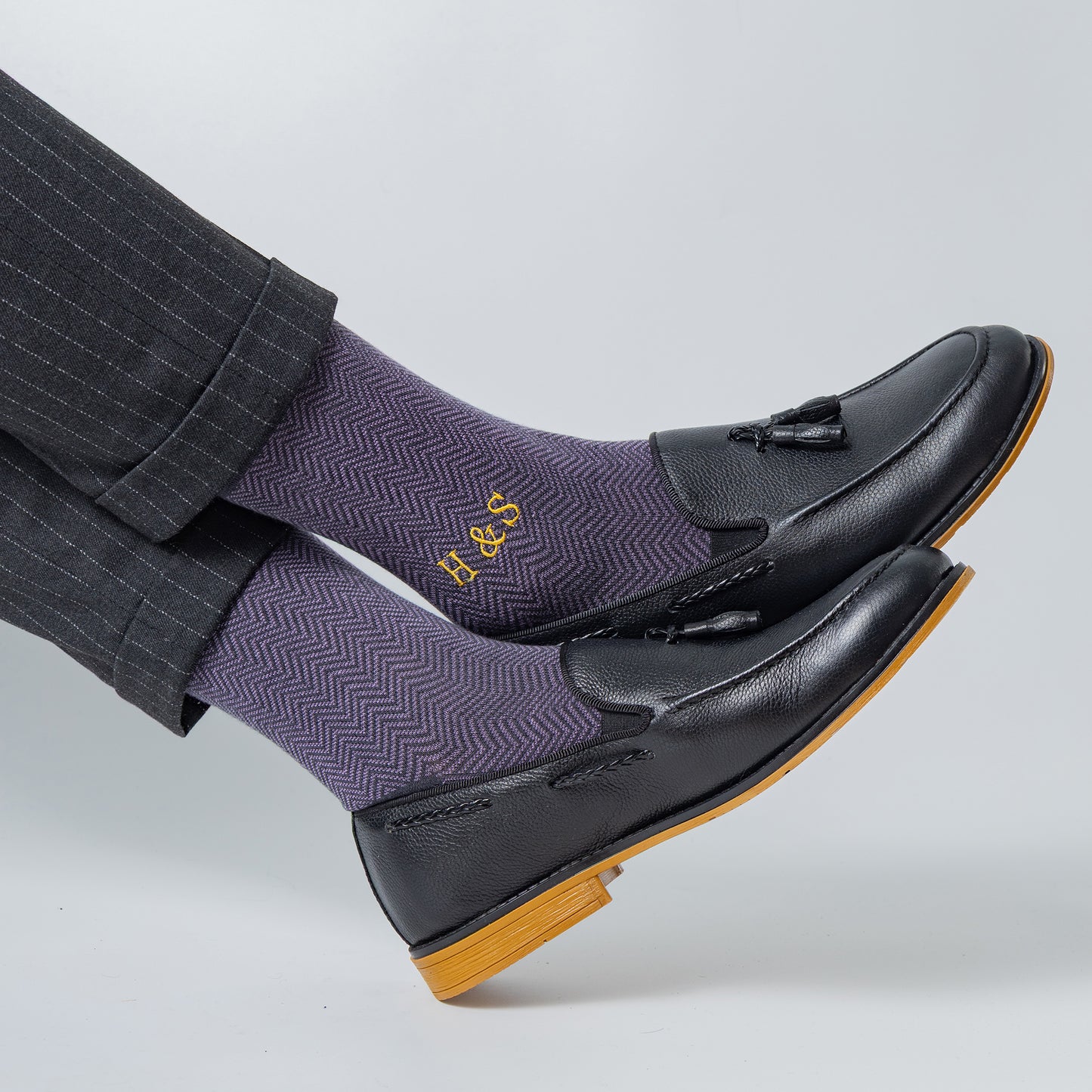 Lilac Herringbone Dress Socks