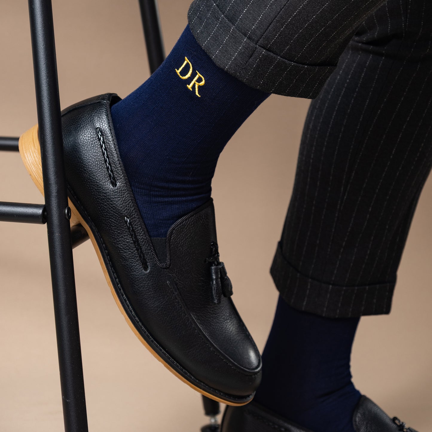Mercerized Egyptian Cotton Navy Dress Socks