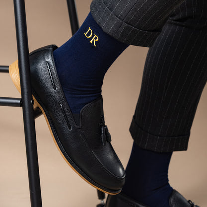 Mercerized Egyptian Cotton Navy Dress Socks
