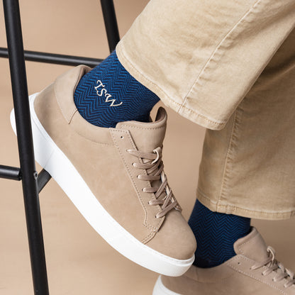 Brown Herringbone Dress Socks