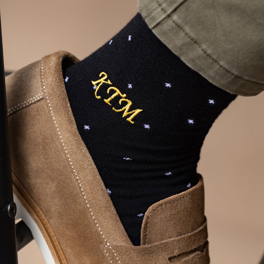 Black Polka Dot Egyptian Cotton Dress Socks
