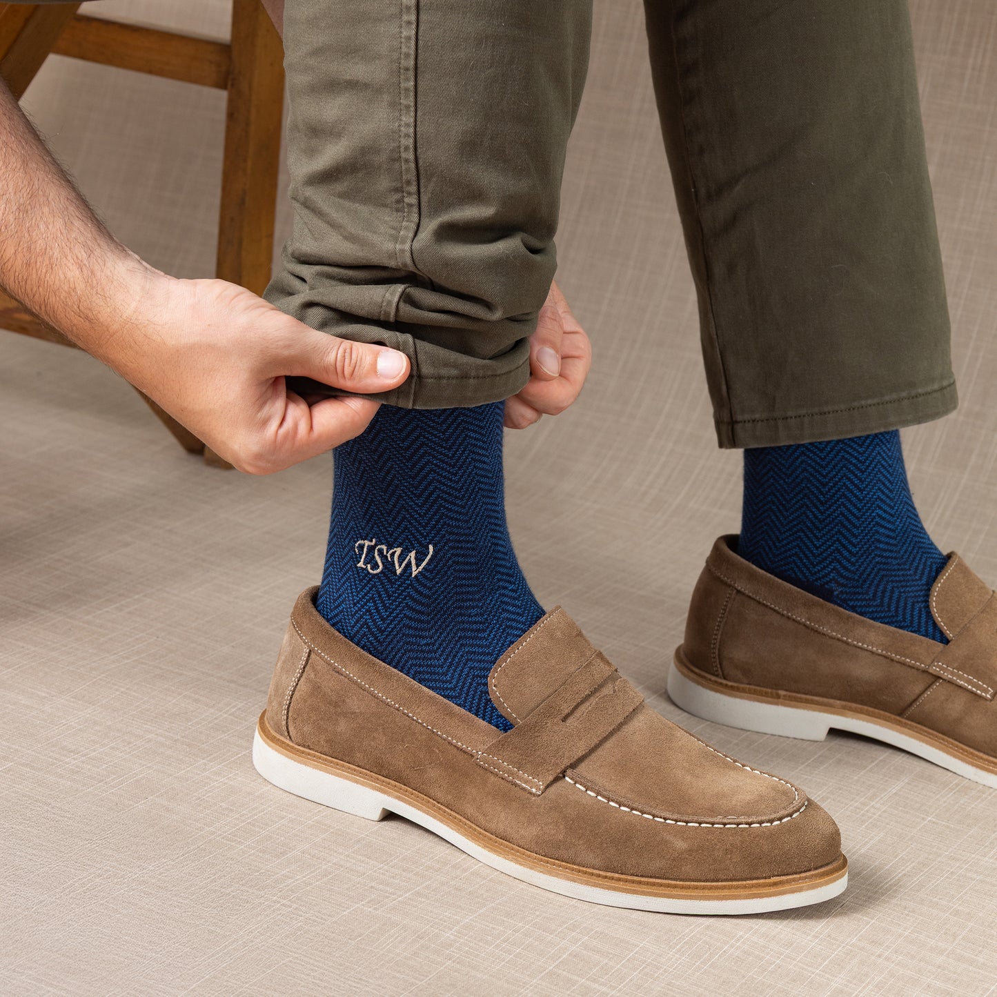 Navy Herringbone Dress Socks