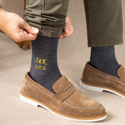 Black Herringbone Dress Socks