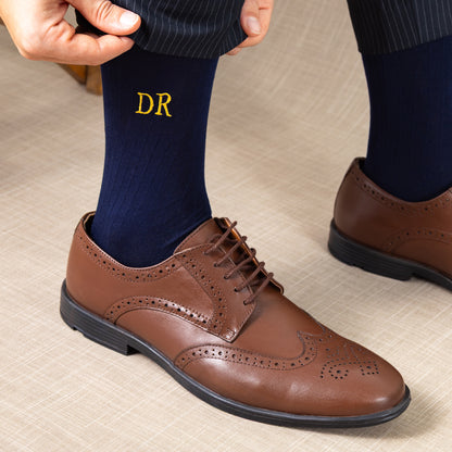 Mercerized Egyptian Cotton Navy Dress Socks