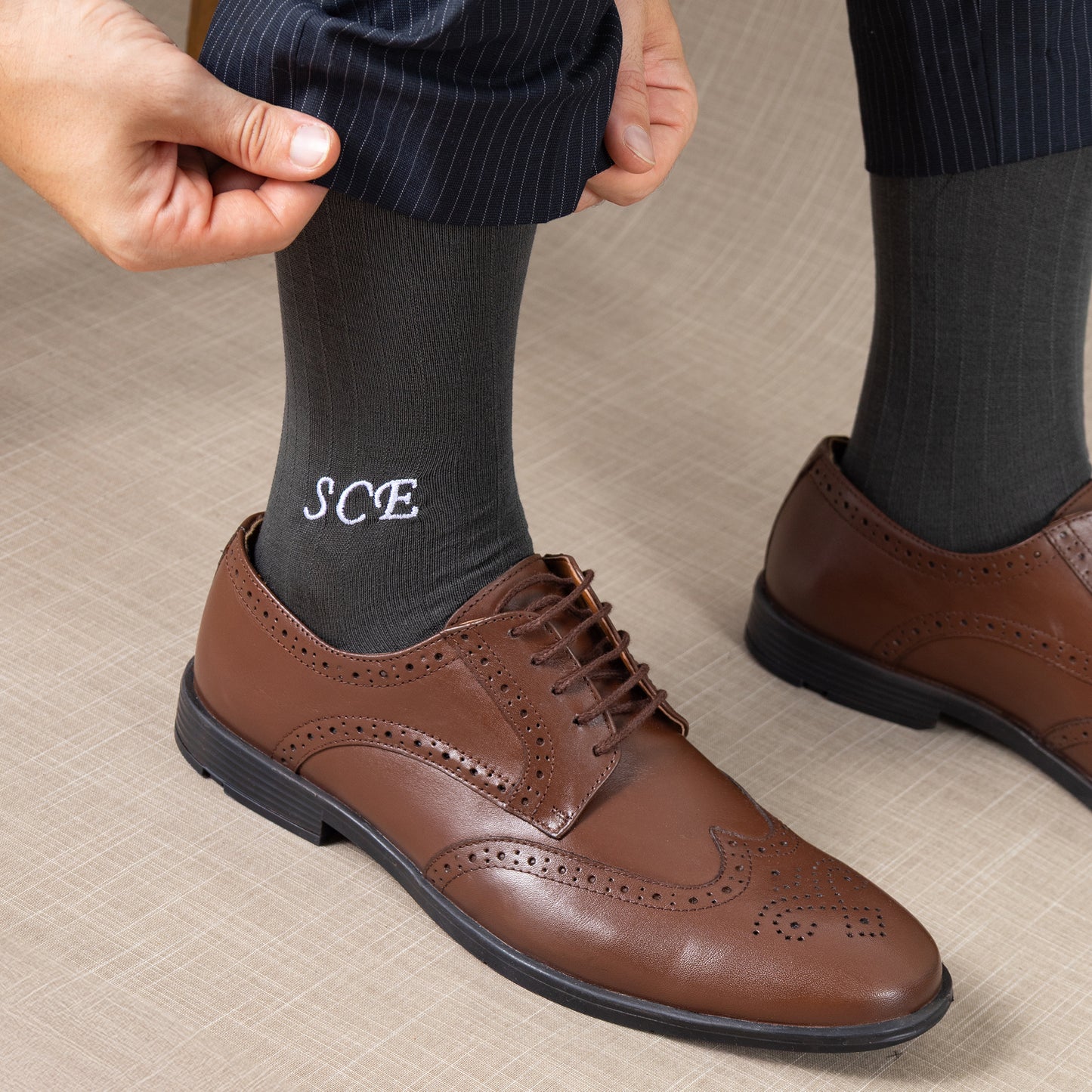 Mercerized Egyptian Cotton Gray Dress Socks