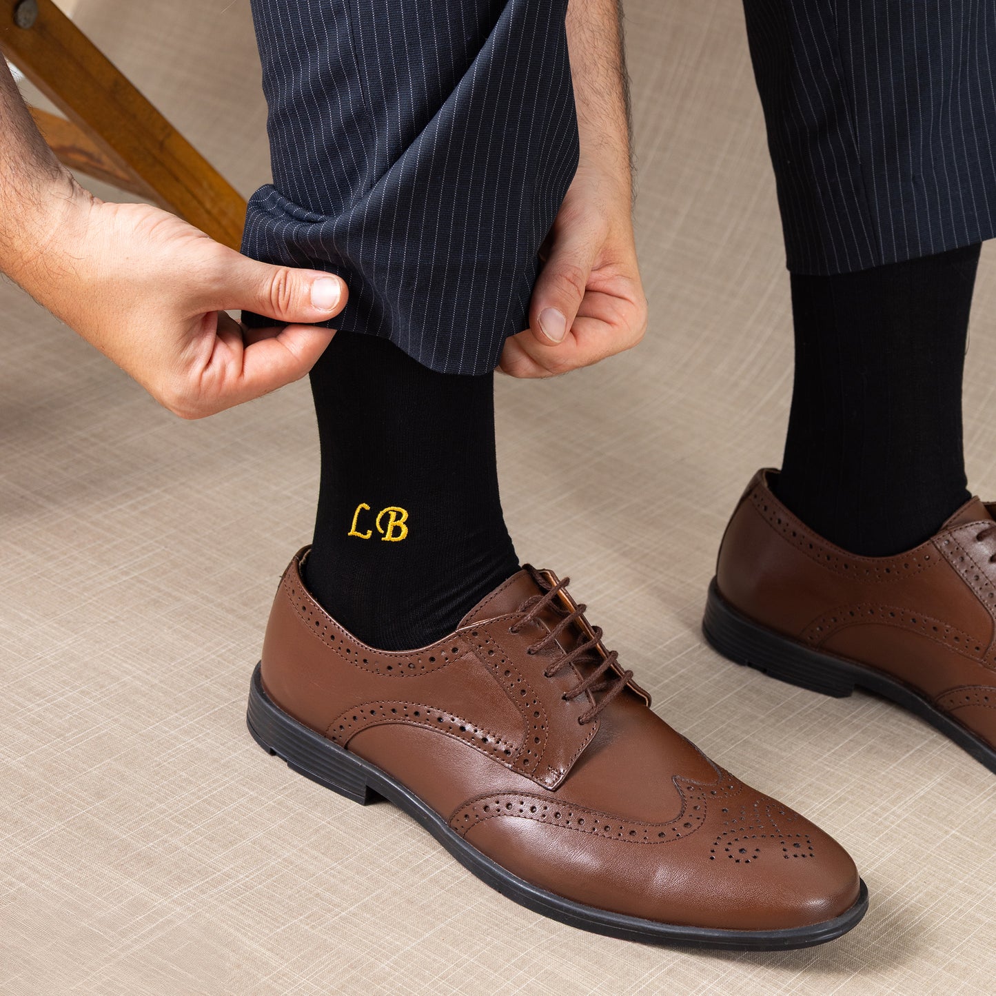 Mercerized Egyptian Cotton Black Dress Socks