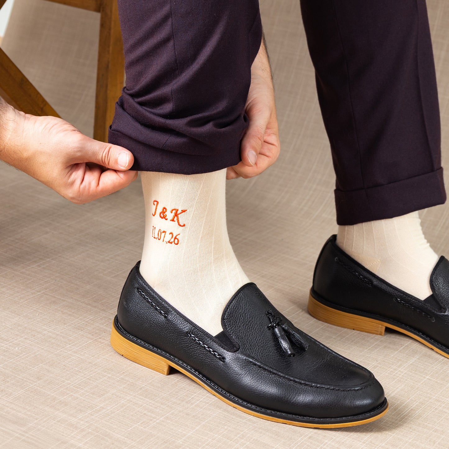 Supima Cotton Beige Dress Socks