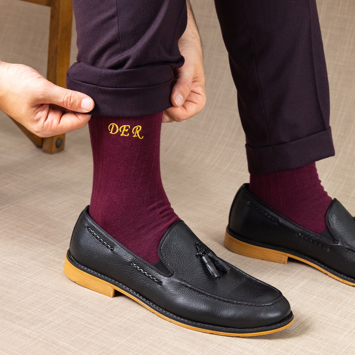 Supima Cotton Burgundy Dress Socks