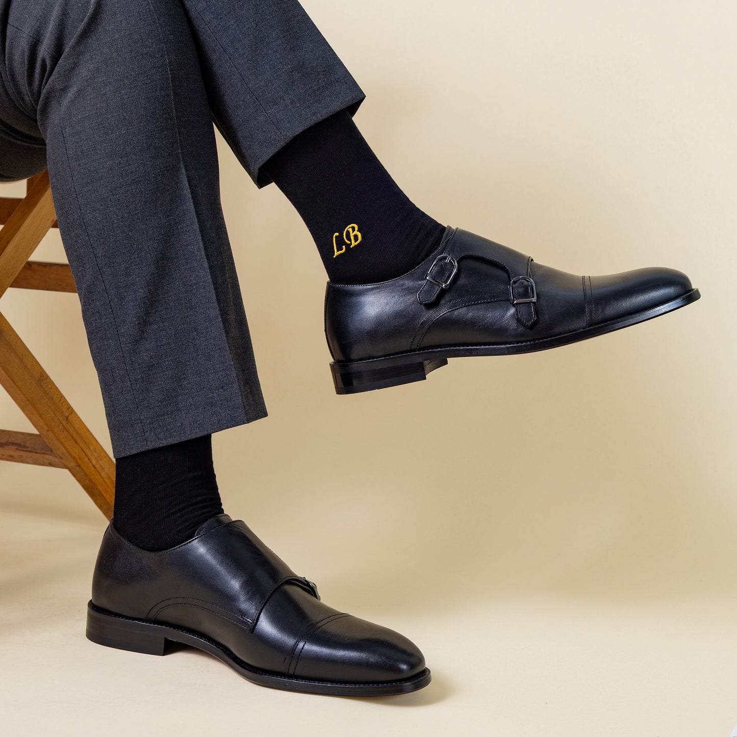 Mercerized Egyptian Cotton Black Dress Socks