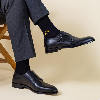 Mercerized Egyptian Cotton Black Dress Socks