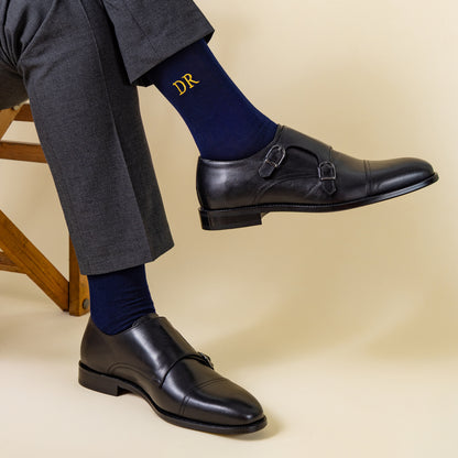 Mercerized Egyptian Cotton Navy Dress Socks
