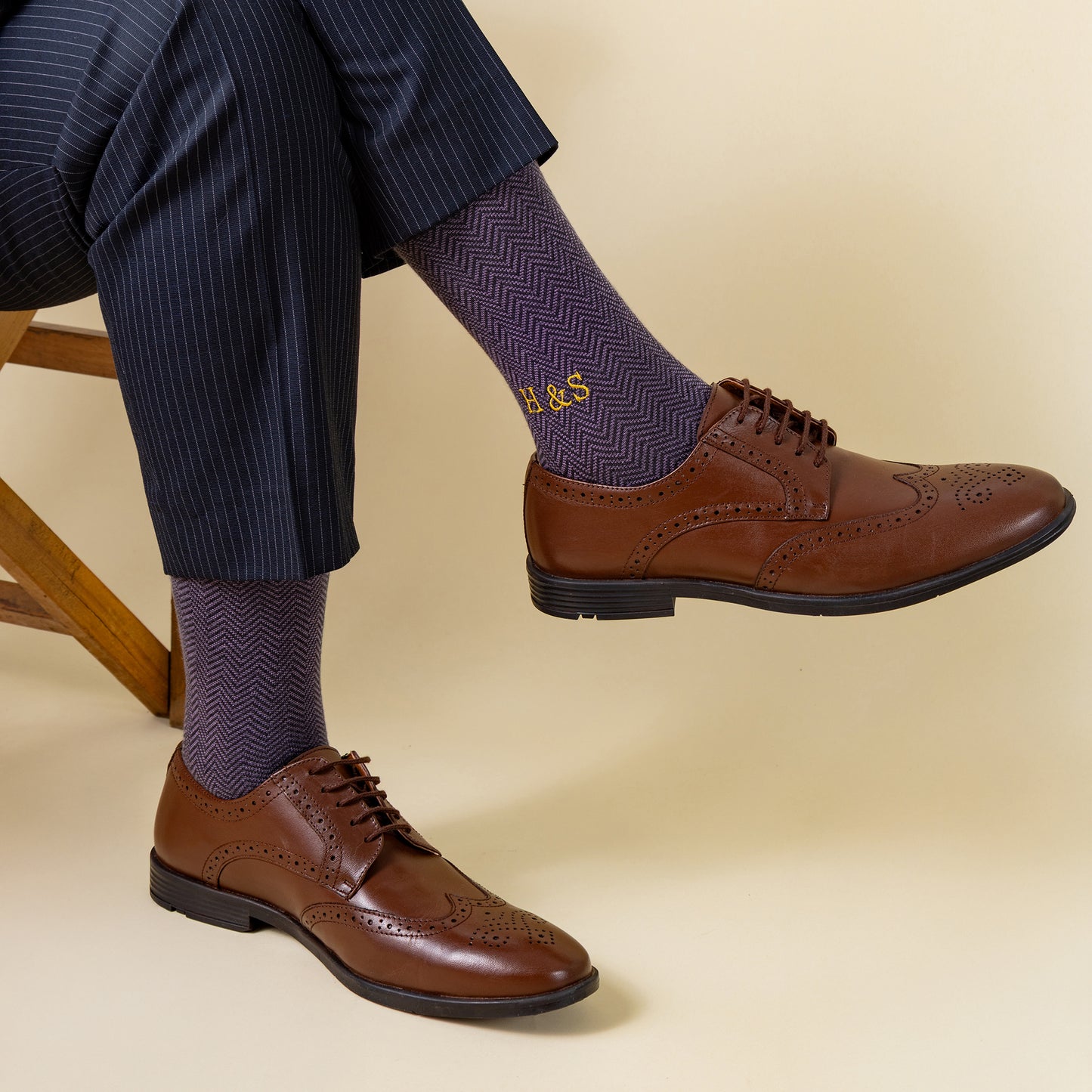 Lilac Herringbone Dress Socks