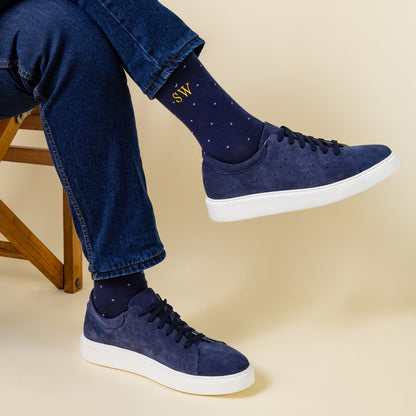 Navy Polka Dot Egyptian Cotton Dress Socks