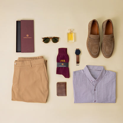 Supima Cotton Burgundy Dress Socks