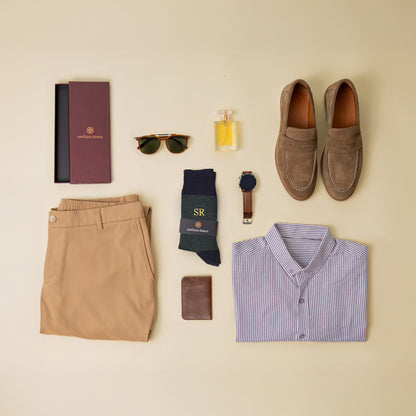 Green Herringbone Dress Socks