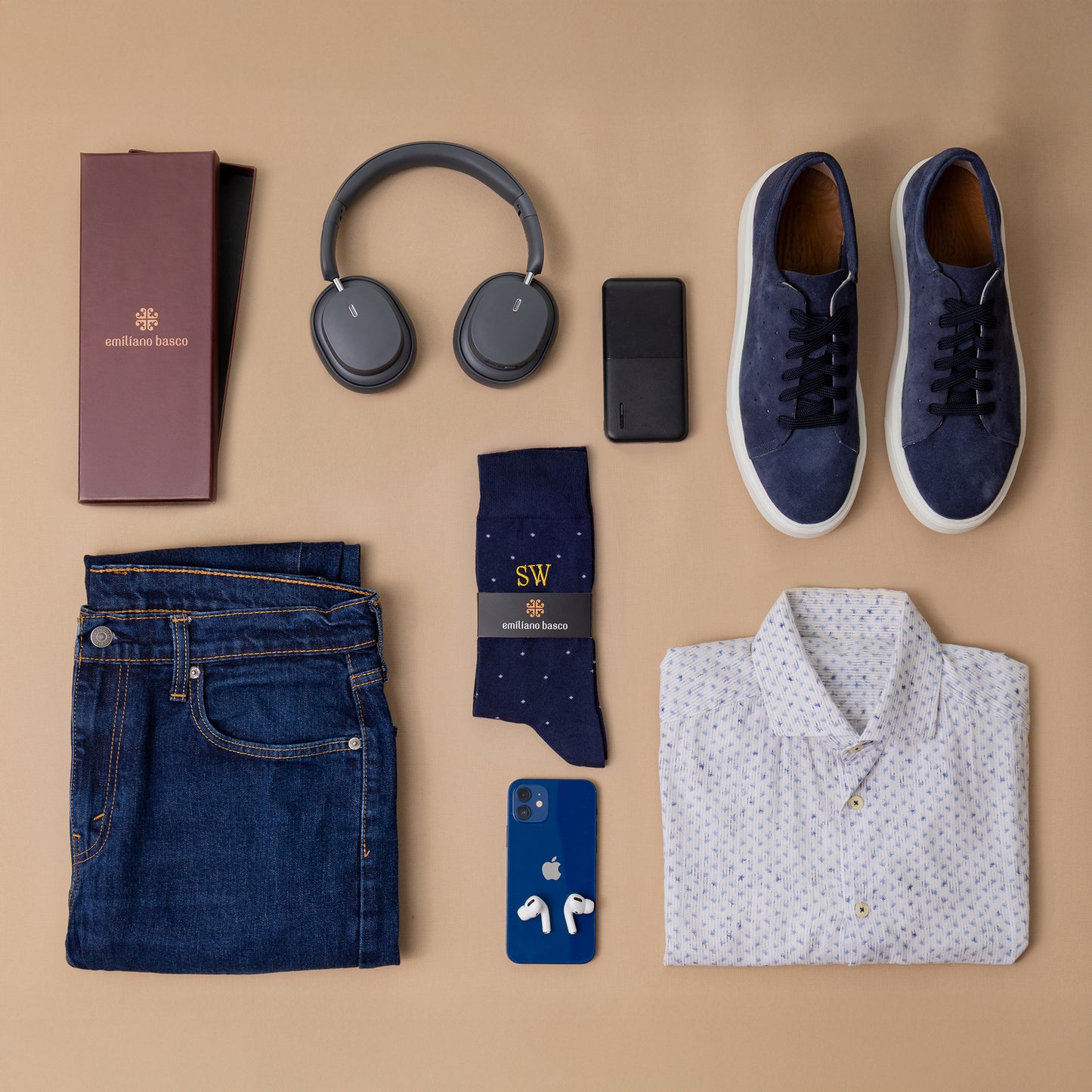 Navy Polka Dot Egyptian Cotton Dress Socks