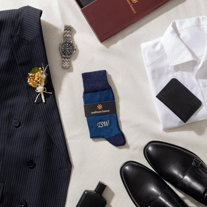 Navy Herringbone Dress Socks